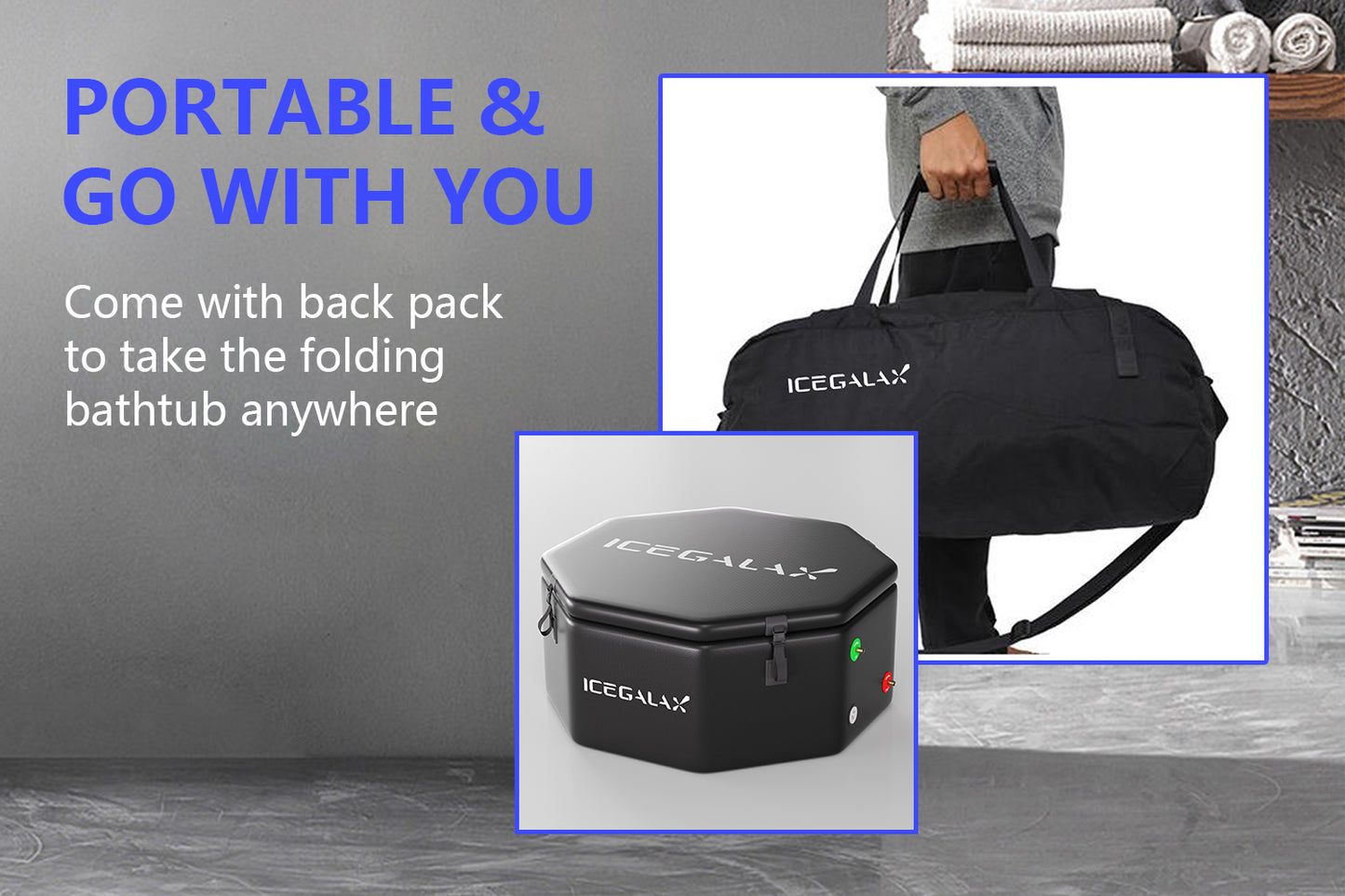 ICEGALAX Inflatable Eight-side Grey Party Cold Plunge Tub