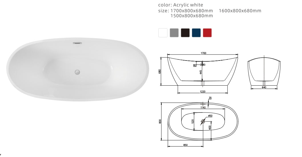 ICEGALAX Striped design V- Groove Fluted Freestanding White Surface Bathtub Soaking Tub