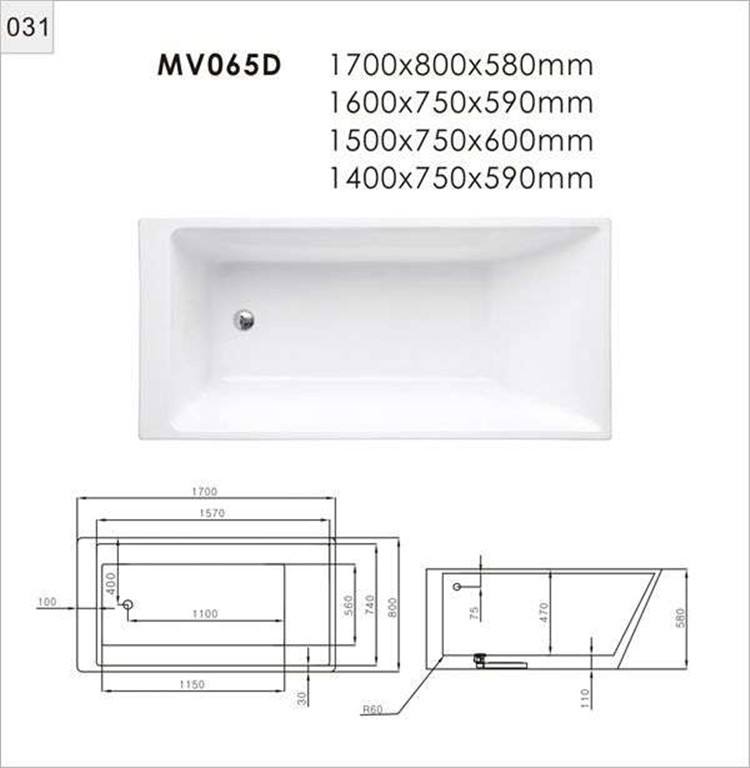 ICEGALAX IG065D Customized Acrylic Freestanding Bathtub Walk In Bathtub Bathroom Bathtub