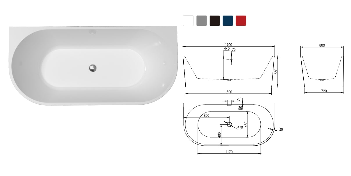 ICEGALAX Striped design Groove Fluted Freestanding White Surface Bathtub Free Standing Bath Tub