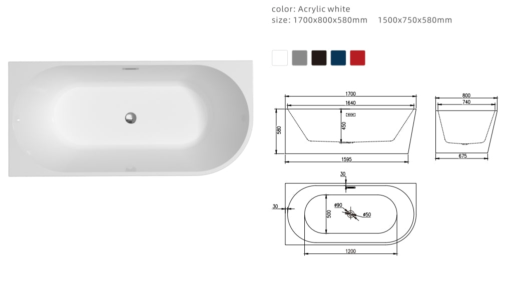 ICEGALAX Inch Freestanding Bath Tub Acrylic Soaking Freestanding Corner Tub Oval Bathtub