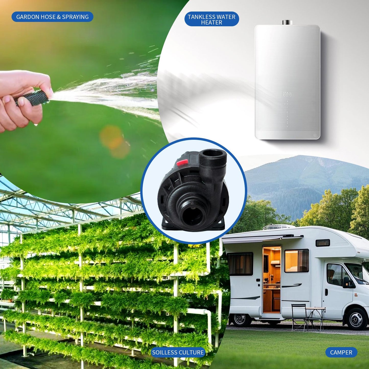 ICEGALAX WP-DC80A/G/F 24V Water Pump for Pet Water Fountain and Water Cooling for Cold Plunge 1/2HP 1HP chiller bathtub conversion